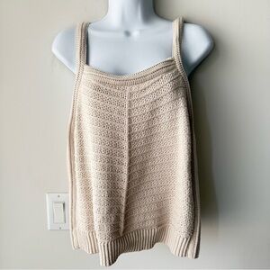 JOIE Cream Open Knit Sleeveless Sweater Tank Cotton Blend Minimalist NWOT L